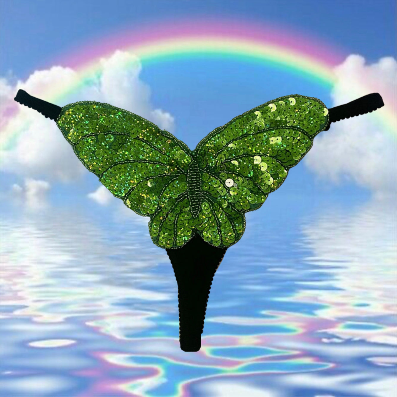 Heaven Sent Sequin Thong – Poison Ivy Green