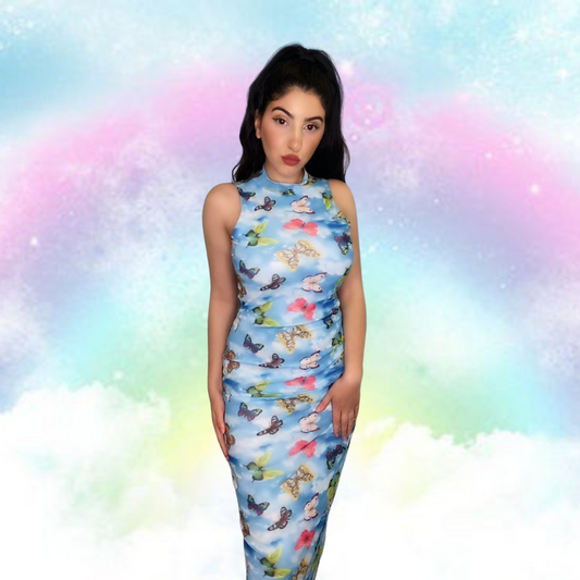 Take Me High Butterfly Midi Dress